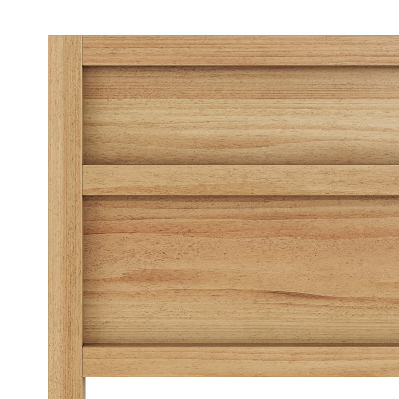 Modern Wood Panel Headboard For Queen, Horizontal Slat Feature, Kiln - Dried To Durability, Medium Brown Shade Queen Size Headboard, Cracking, Aesthetic