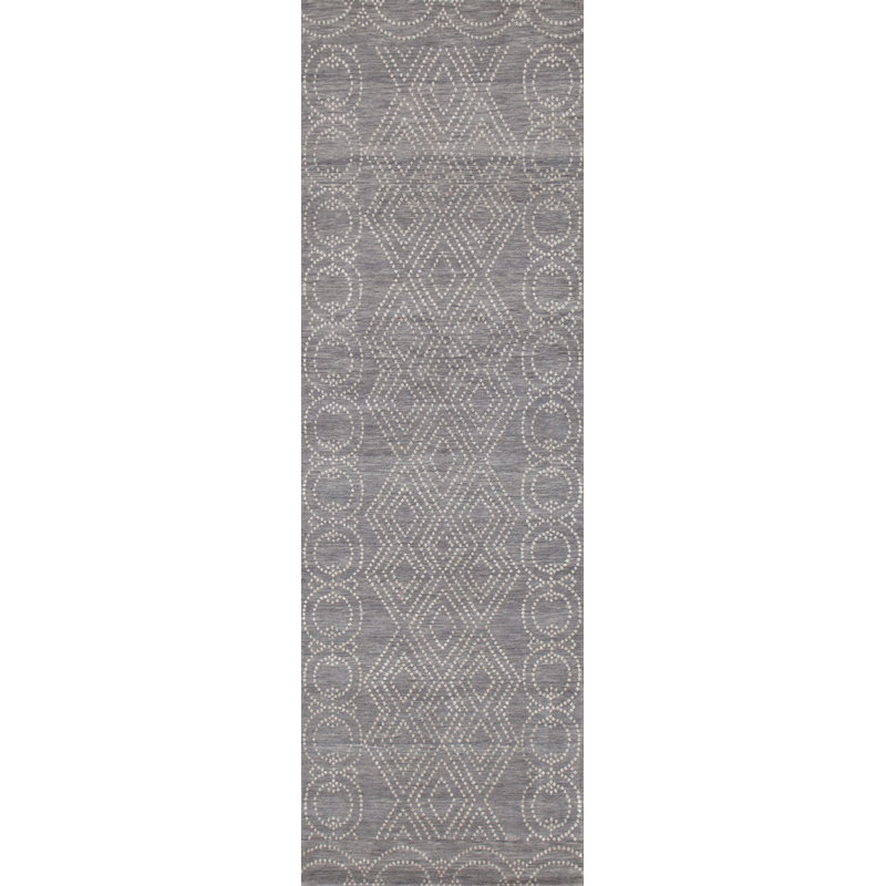 Classic Hand Knotted Geometric Area Rug, Rectangle 3' x 5'