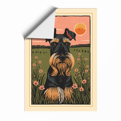 Schnauzer at Sunrise Rustic - Framed Print