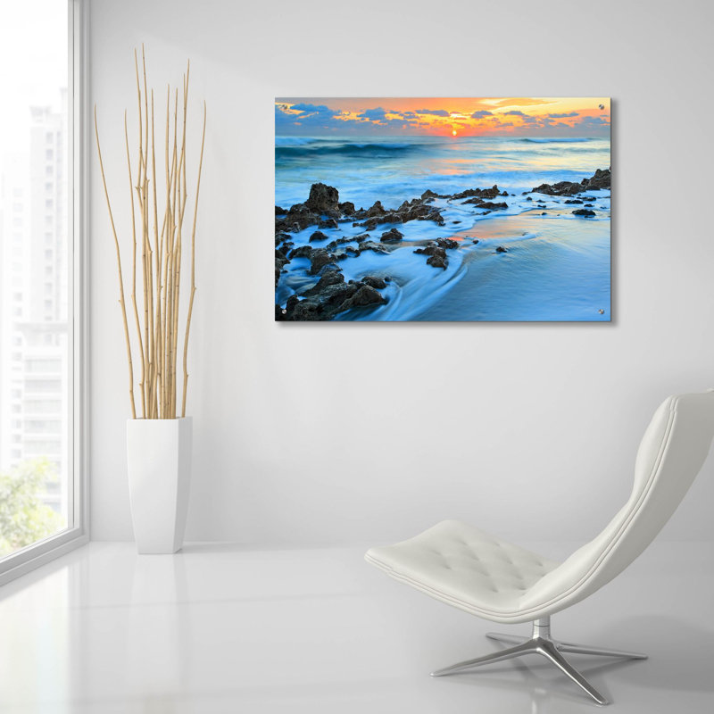 «Painted Ocean» par Patrick Zephyr, art mural en verre acrylique, H 24 po x l 36 po x P 0,2 po