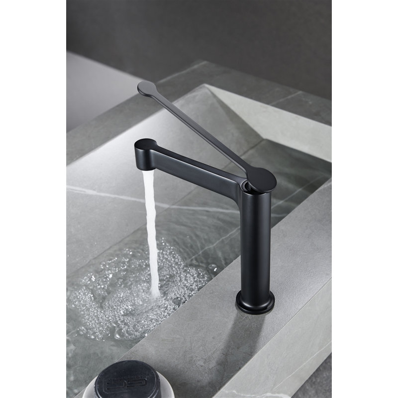 Robinet pour salle de bain à poignée simple, Noir