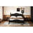 Retro Style Queen Platform Bed, Black Wood With Strong Slat Size Slat, Stable Support