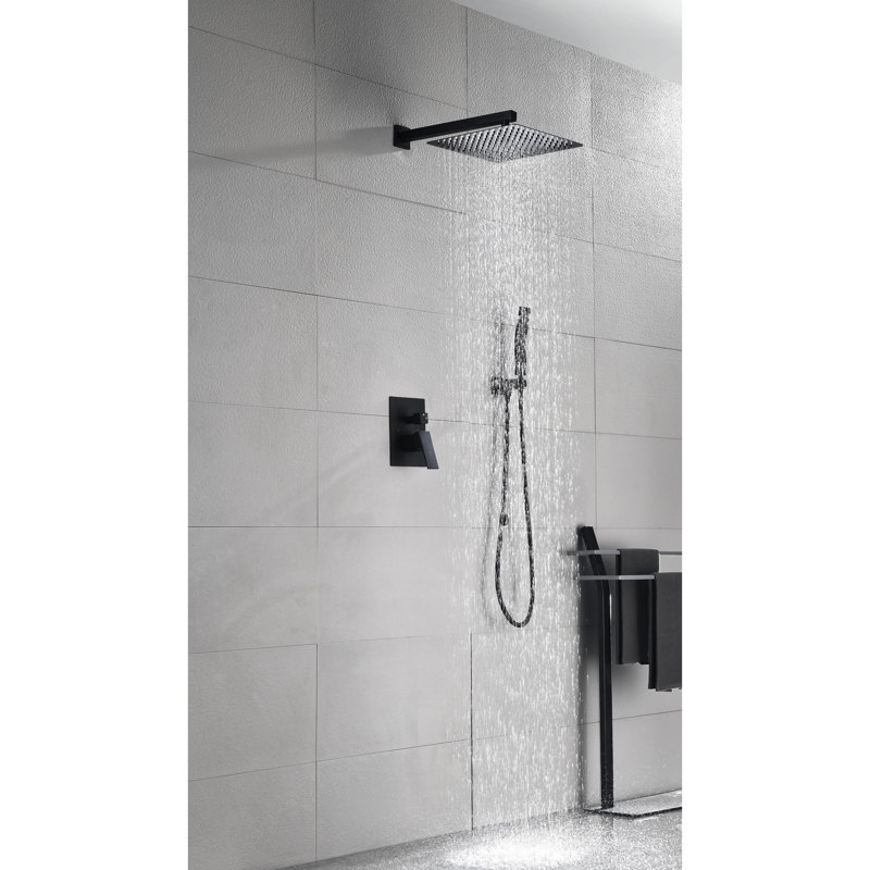 Wall Mounted 12" Matte Black Shower Head - Self-Cleaning Nozzle For Clear Water Discharge Brass Aligns With American Standard Pipe Unclogged Output Matches