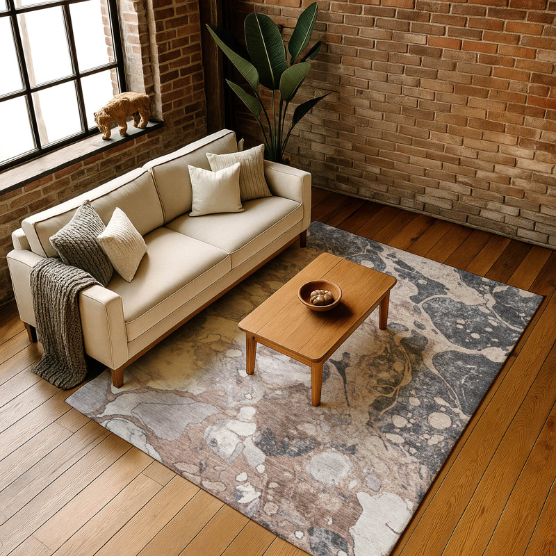 Premium Machine Washable Mayfield AMF1909 Abstract Rug, Rectangle 9' x 12'