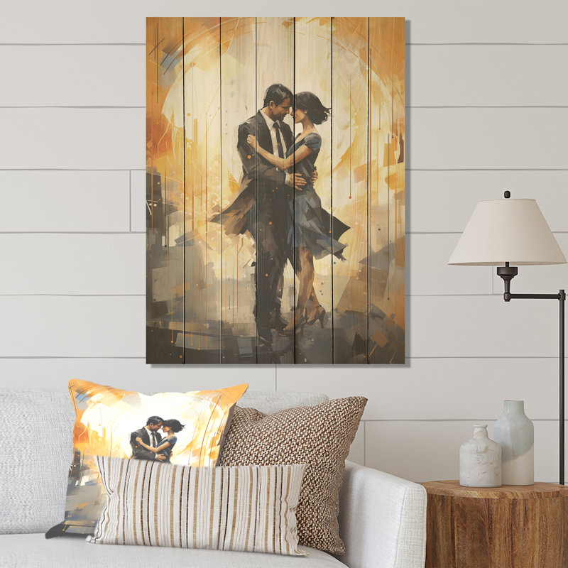 «Black Art Deco Ballet Couple Dance I» - impression de ballet sur bois, H 44 po x l 34 po
