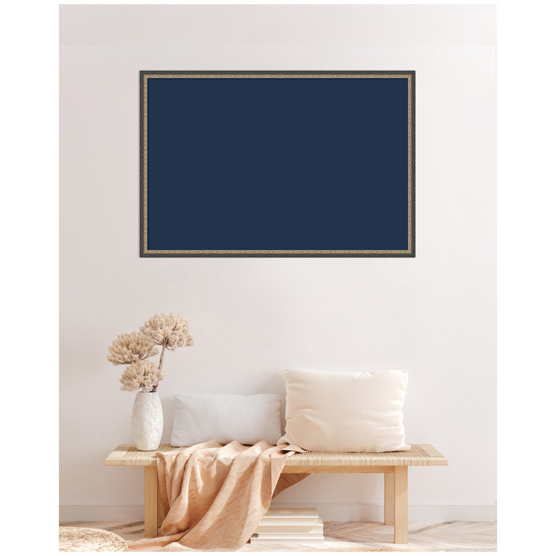 Tableau d'affichage en lin encadré en tissu, Marine, H 25 po x l 37 po x P 1,5 po, Matinée bronze noir