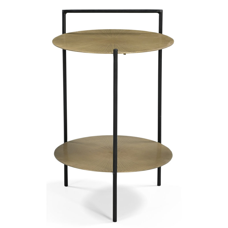 Table d'appoint en fer Benji au fini noir moderne et laiton texturé