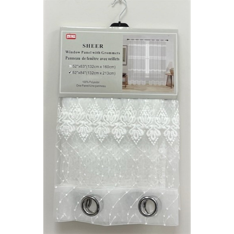 Panneau de rideau semi-transparent en polyester, L 52 po x L 84 po