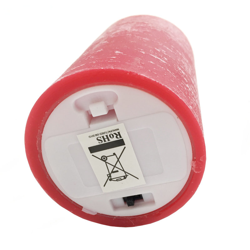 Unscented Flameless Pillar Candle, 15cm H x 7.5cm W x 7.5cm D, Red