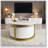 Modern Round Nesting Coffee Table Fluted with Drawer in White & Gold in 31.5''-1362751870
