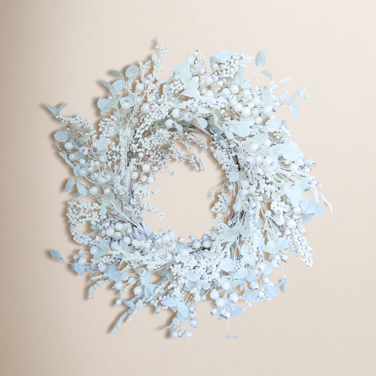 24" Artificial Farmhouse Berry Blossoms Cluster Christmas Day Winter Wreath For Front Door
