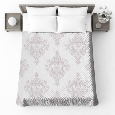 Couvre-lit matelassé à motif damassé orné toutes tailles