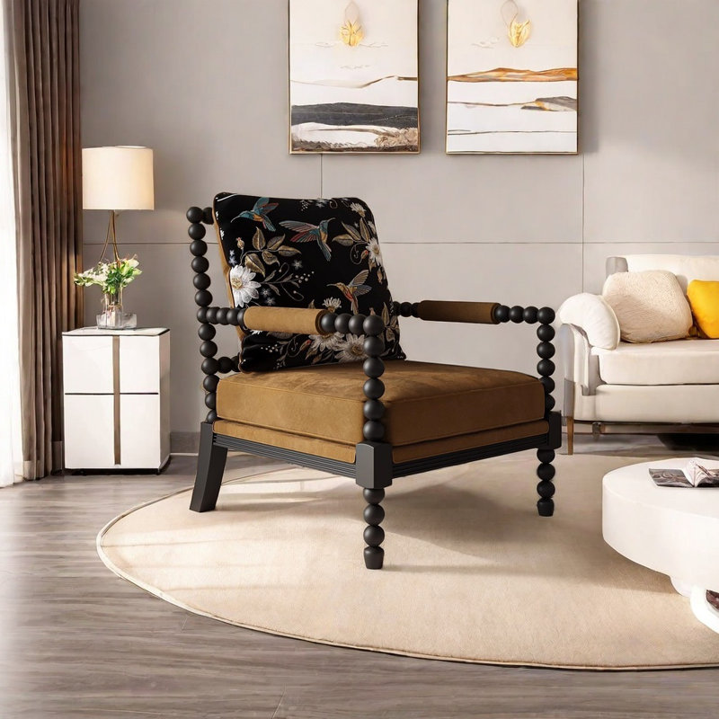 Breathable Fabric Chair with Solid Wood Frame