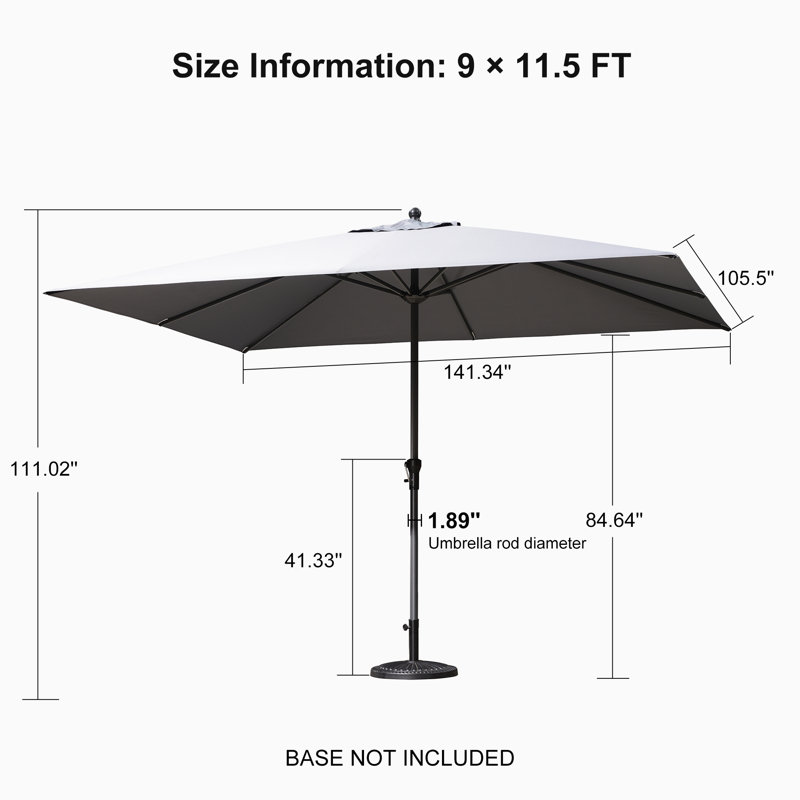 274cm X 335cm Rectangular Market Parasol, Light Grey