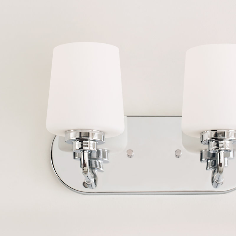 Elegance Chrome 2-Light Vanity with Etched White Glass Shade