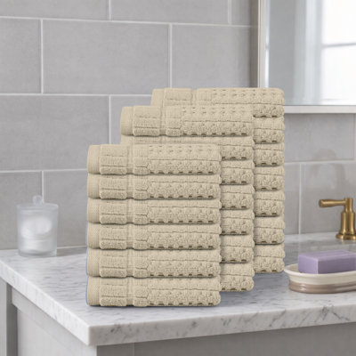 Ensemble de serviettes de toilette 20 pièces Willow - 100% coton peigné, 630 g / m² de qualité supérieure, ivoire, ultra-doux et très absorbant