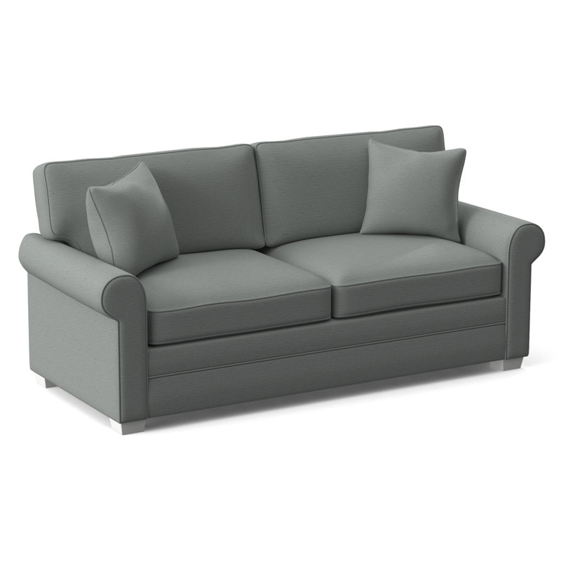 Bedford Sofa, Frost White Finish, Blue Buffalo Check; 0120-61