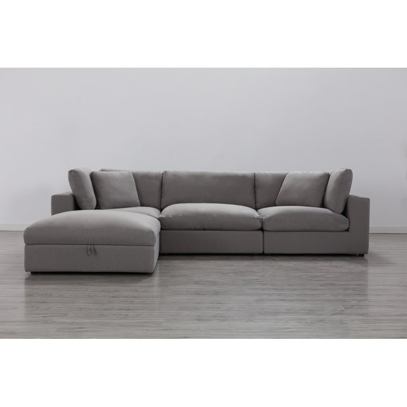 Canapé modulaire réversible avec repose-pieds Haruyoshi, Mélange de polyester graphite