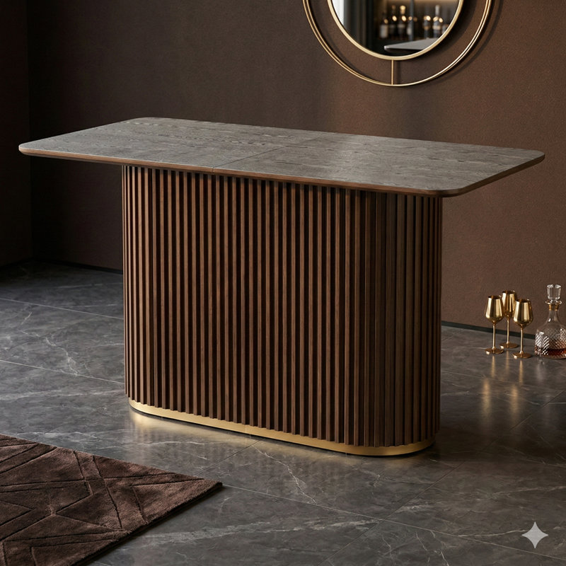 Table à hauteur de comptoir de 63 pouces au fini noyer