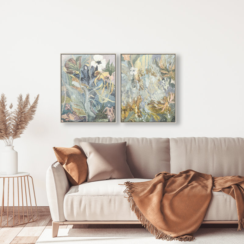 Moss Overlap Set Set by Oliver Gal, 42"H x 34"W, Silver Floater Frame