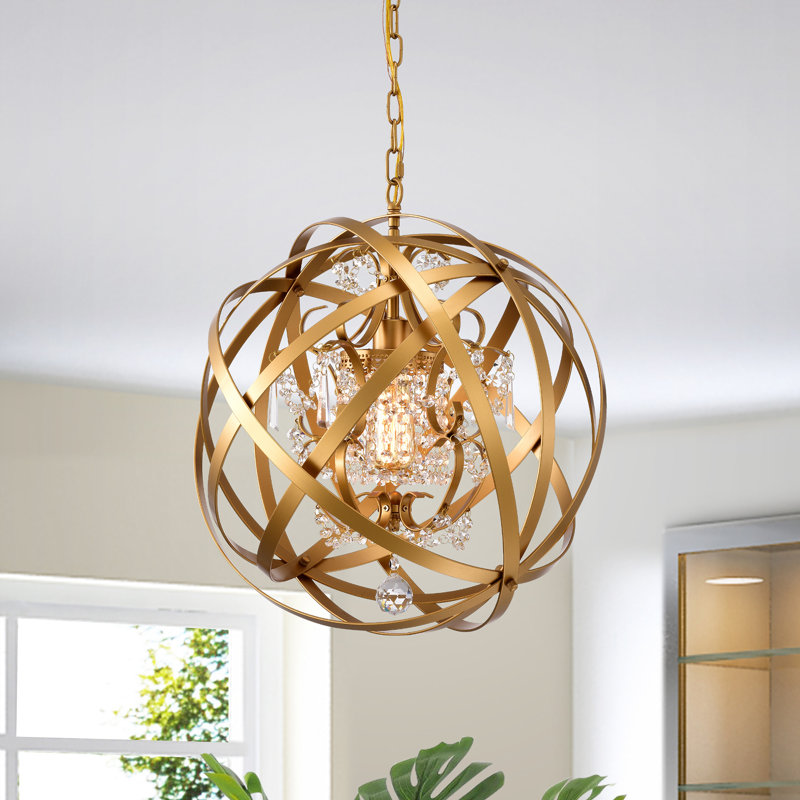 Lustre globe à 1 lumière avec accents de cristal