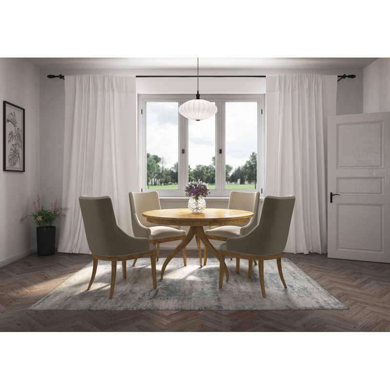 Solar Round Walnut Wood Dining Table, Cherry