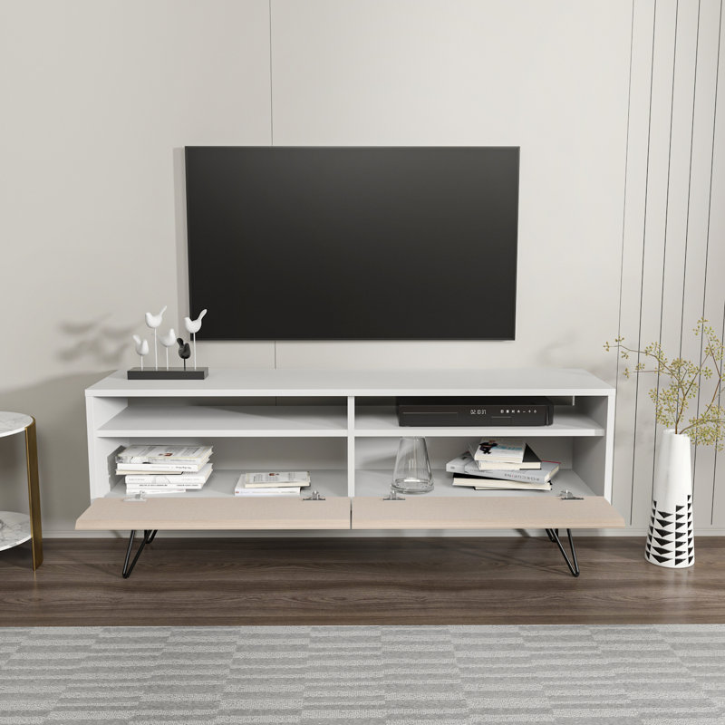 Kasey TV Stand for TVs up to 60", White/Beige