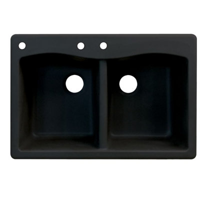 Aversa 33'' L Drop-In Double Bowl Granite Kitchen Sink