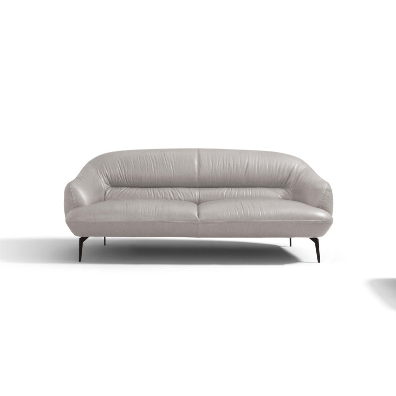 Leonia Cognac Leather Sofa, Brown, 35" H x 66" W x 38" D