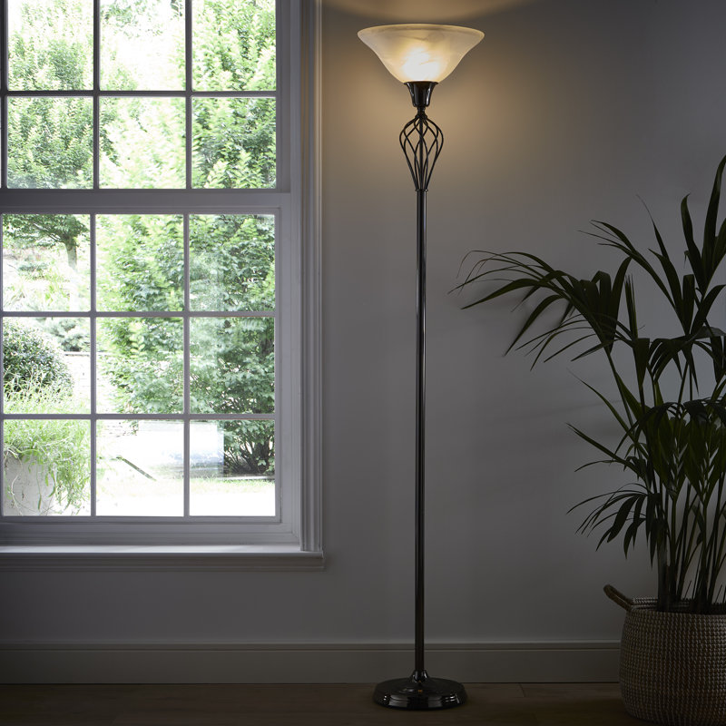 Albertina 181cm Black Chrome Uplighter Floor Lamp