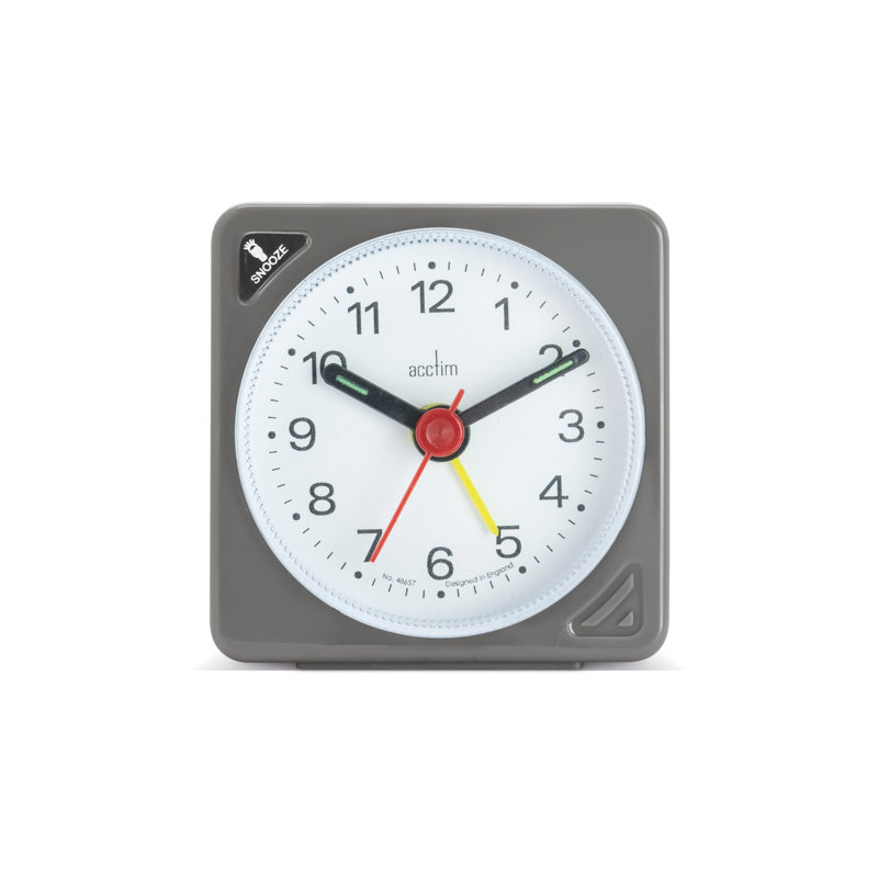 Acctim Ingot Analogue Travel Alarm Clock Crescendo Alarm Quartz Luminous Hands Silver