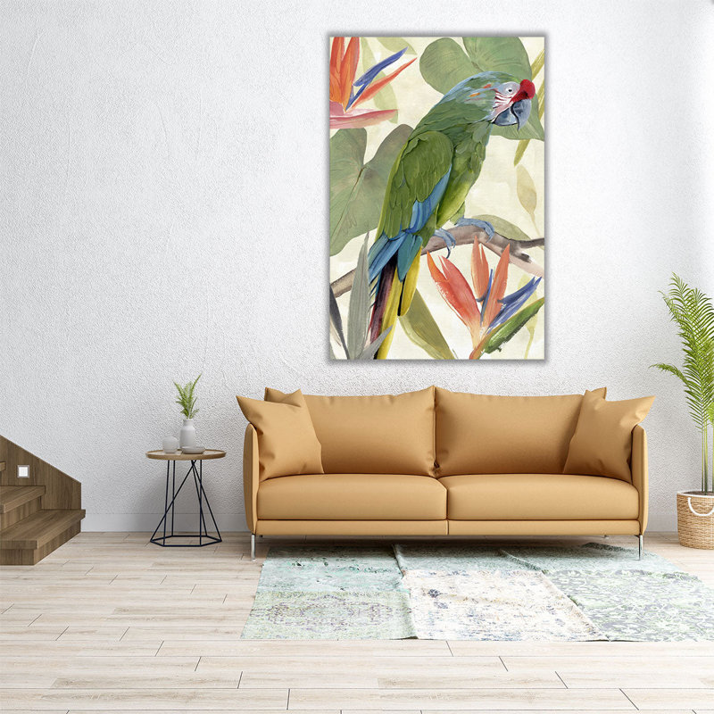 «Tropical Parrot Composition I», reproduction d'art sur toile, H 30 po x l 20 po