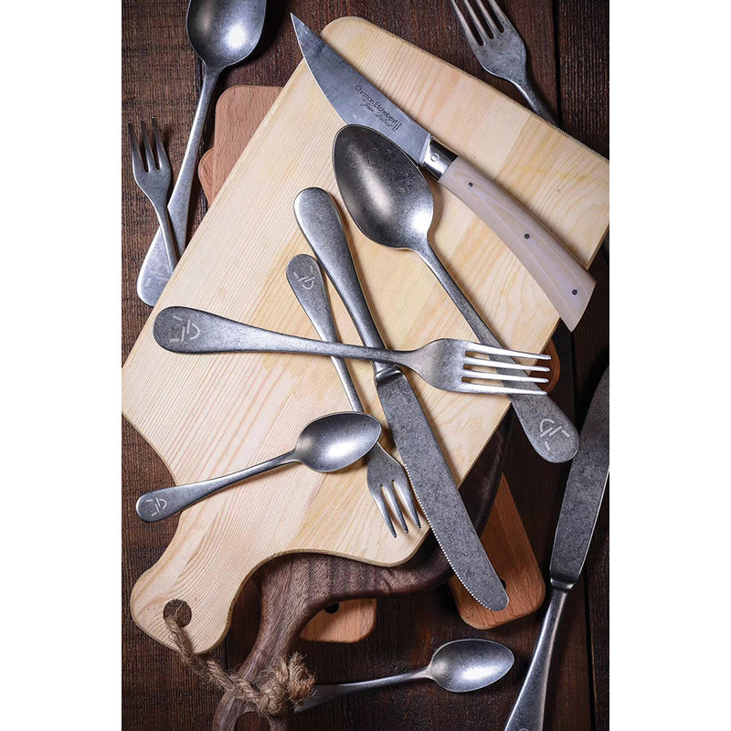 Vintage Pewter Flatware Set - 67 Pieces - Gold, Pewter