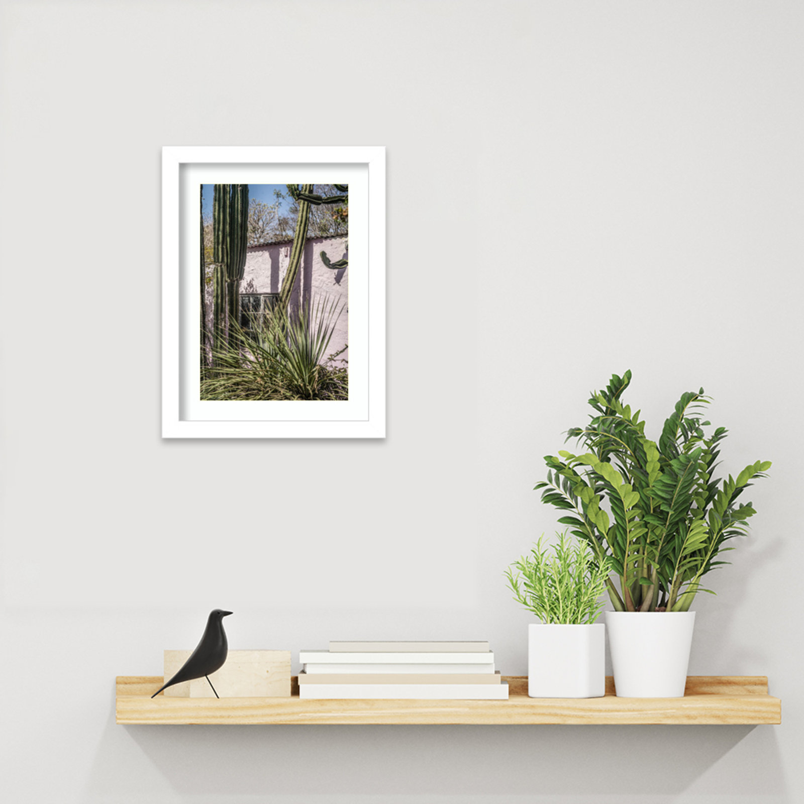 Daisey "Plants on Pink" Print, White, 13" H x 10" W