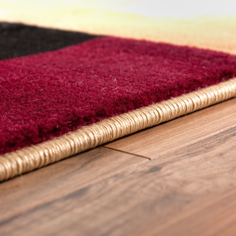 Tapis vert / rouge / noir à motif géométrique Cialan, Ovale 5 pi 3 po x 6 pi 10 po