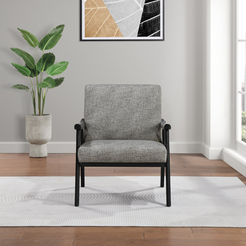 Méridienne en polyester de 27,25 po de largeur Albury, 100 % polyester graphite, Noir