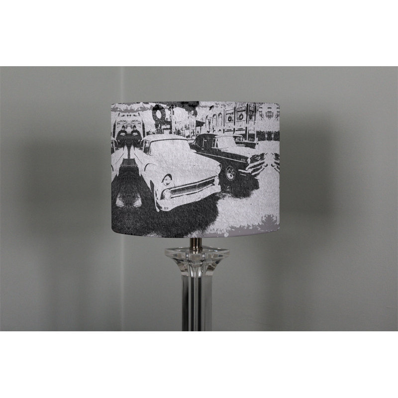 Cotton Drum Lamp Shade ( Uno ), 22cm H x 25cm W x 25cm D, Black