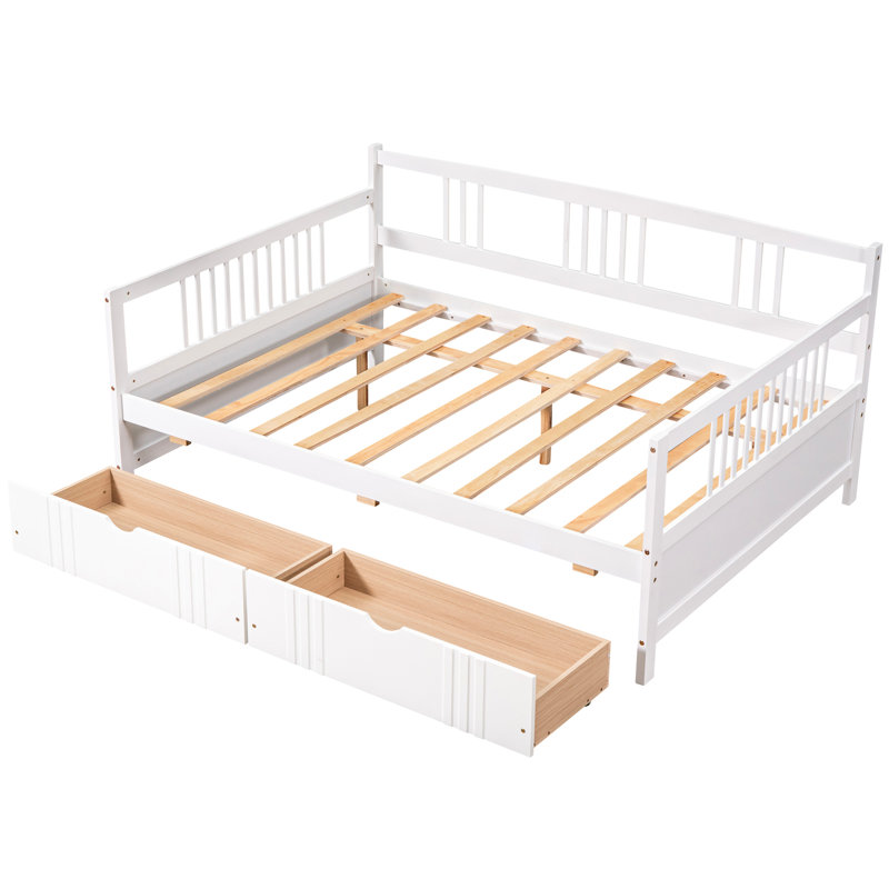 White Full Daybed With Two Drawers - Build, Space Saving Benefit, Multi-Functional Decoration, Easy To Assemble Bed Size Drawers, Strong Attribute, Belonging, Simple Assembly Process