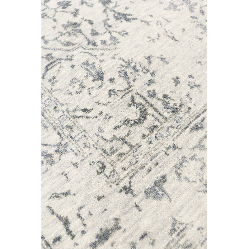 Gray Hand-Knotted Wool and Viscose 4' x 6' Rug
