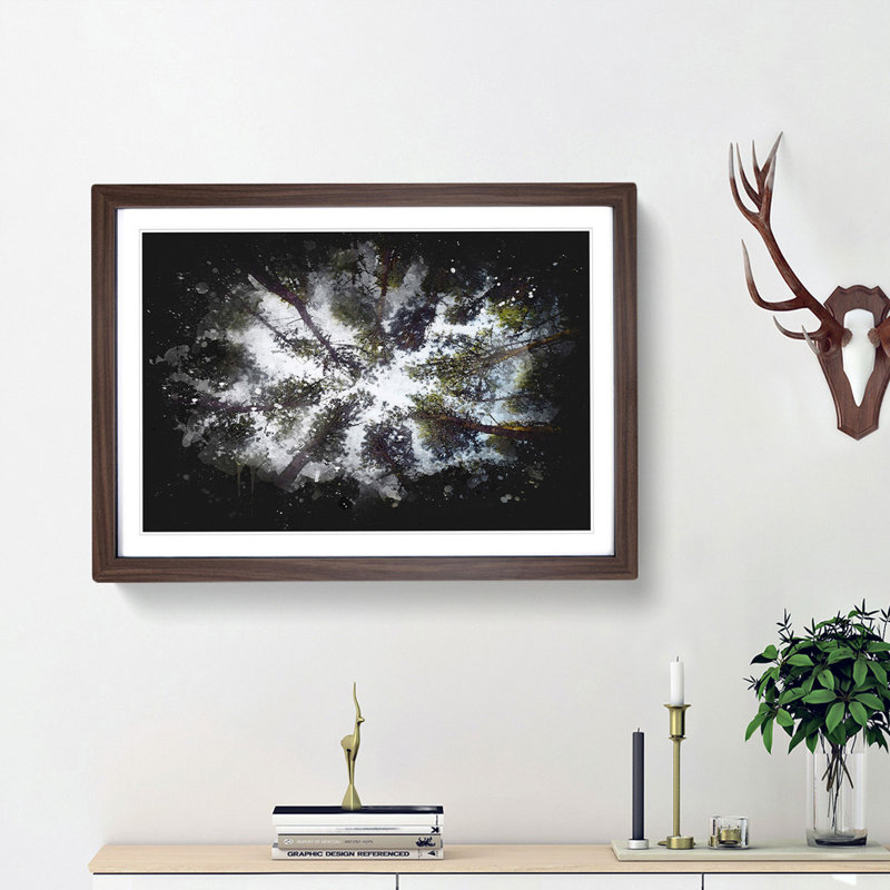 Tree Tops - Single Picture Frame Print on MDF, Walnut Framed, 33cm H x 45cm W x 2cm D