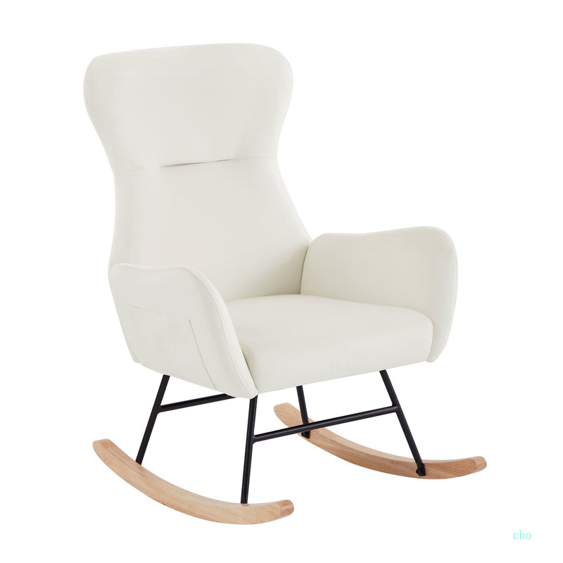 Chaise berçante, Velours blanc crème