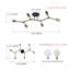 Plafonnier semi-encastré 6 lumières Modern Mid Centur, lustre minimaliste doré et noir Spoutnik