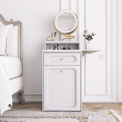 Bureau de coiffeuse avec miroir pivotant à 360 ° et lumières réglables