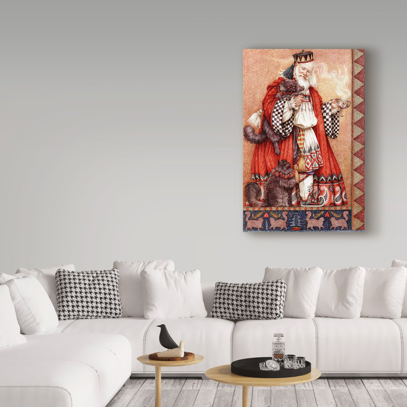 «Père Noël et chats», reproduction de peinture acrylique sur toile tendue Hodgin, H 19 po x l 12 po x P 2 po