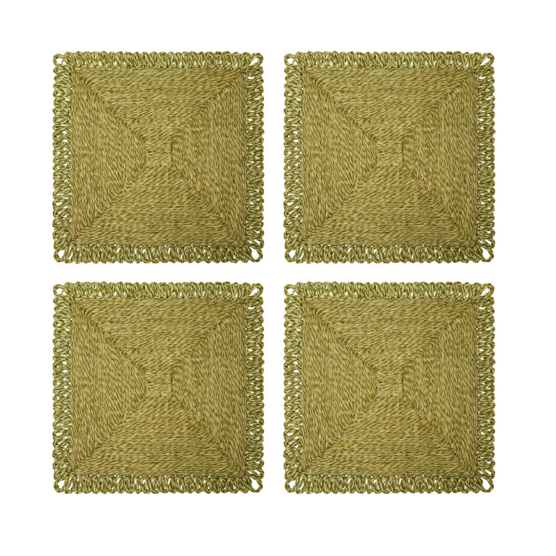 Loopy Square Place Mat, Olive Green