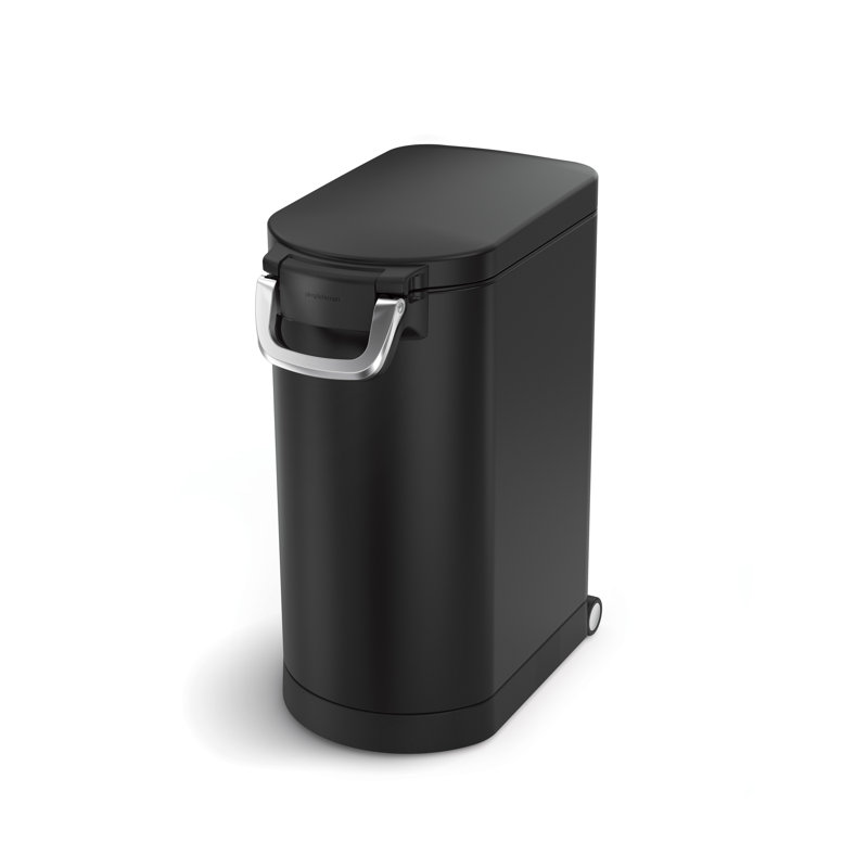 simplehuman Pet Food Storage Container Stainless Steel for Dog Food, Cat Food, and Bird Feed, Large, Black