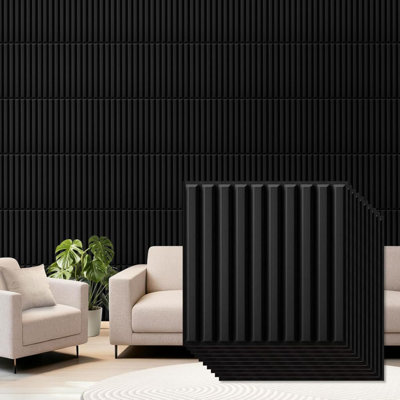 24 panneaux muraux à lattes 3D 12 x 12 pouces PVC cannelé panneau texturé à découper bricolage art mural décoratif pour plafond Studio salle de bain intérieur fond télé