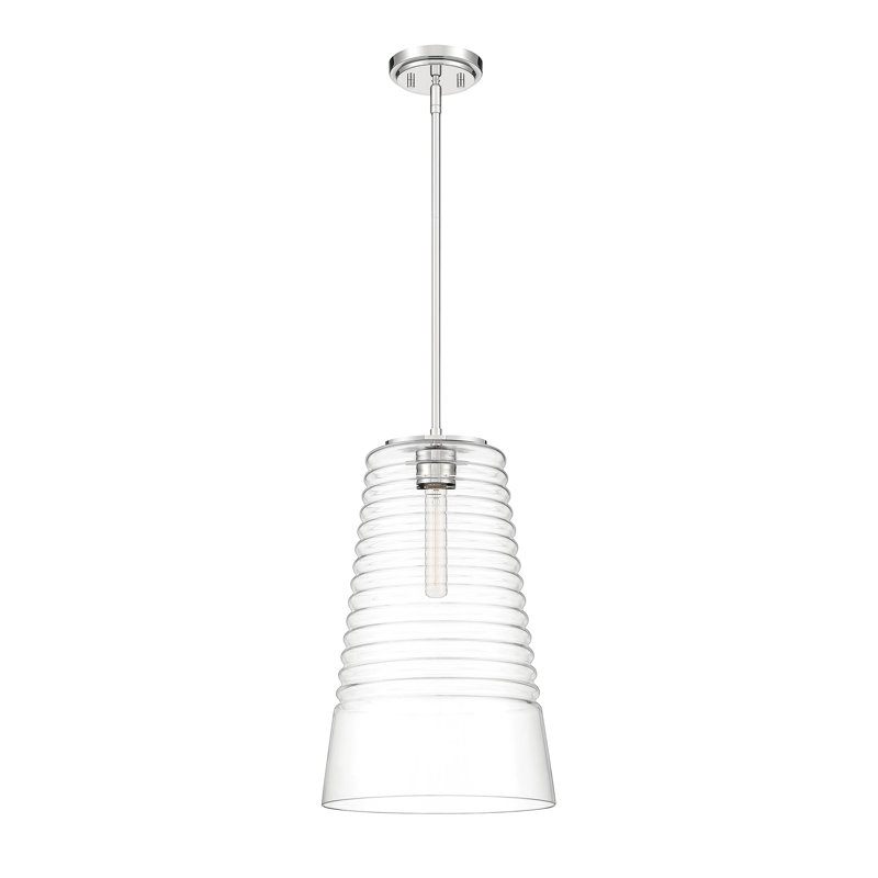 Luminaire suspendu conique 1 lumière Aketza, Nickel poli