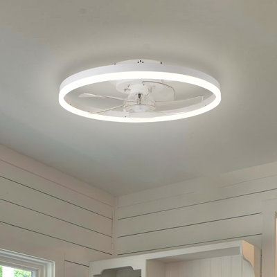 Hernesto Indoor Bedroom Flush Mount Ceiling Fan with Light,Flush Mount Dimmable Ceiling Fan with LED Lights