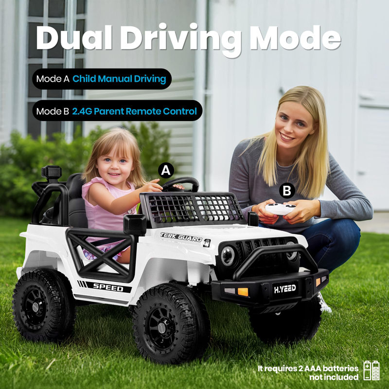 JooliH Battery Powered Ride On Toy with Remote Control, White